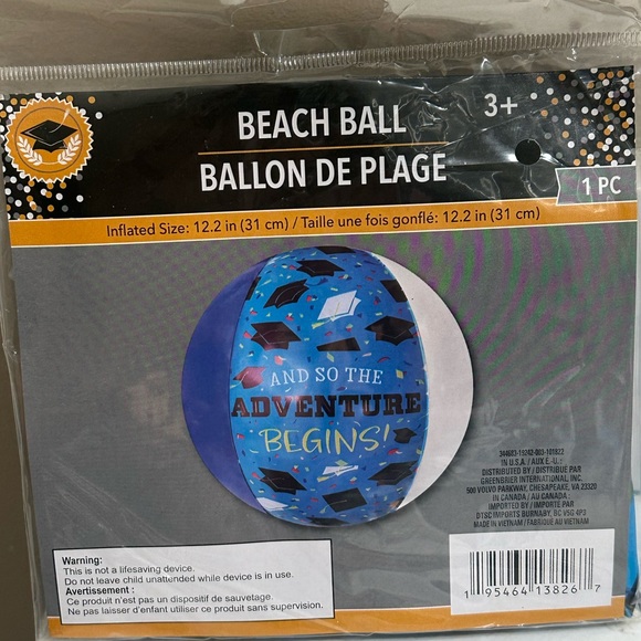Graduation 12.2” Inflatable Beach Pool Volley Ball NWT - Picture 4 of 7